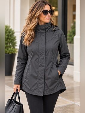 Ciao Milano CM 1969 Black Hooded Rain Jacket Gold Hardware XS NWOT